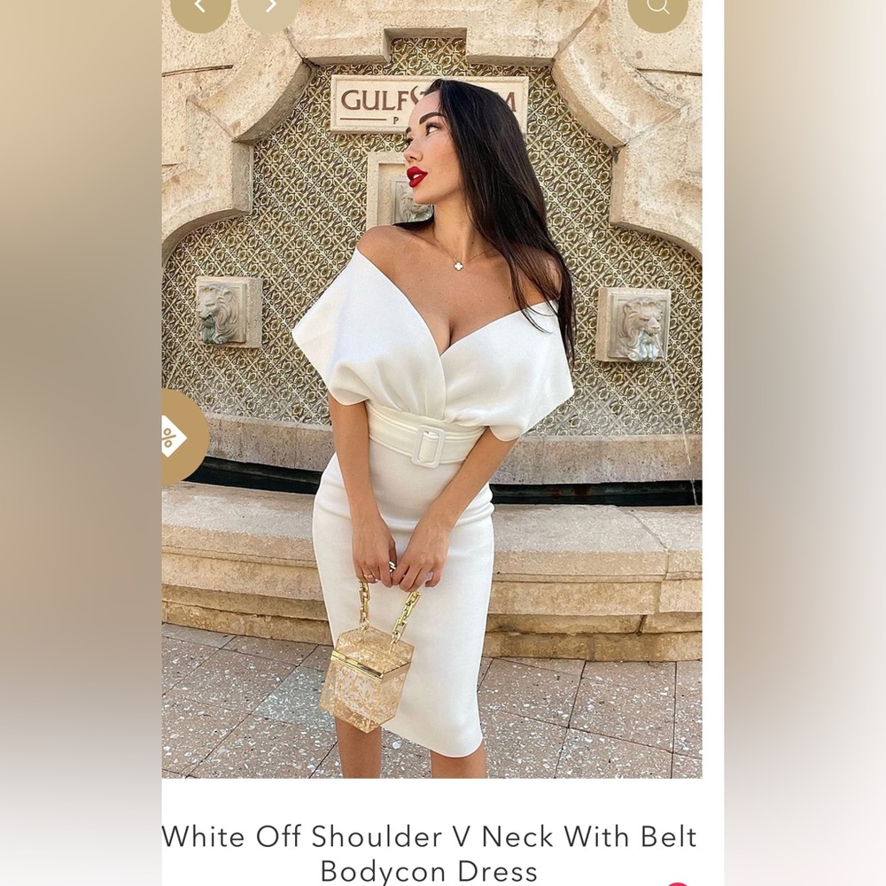 White Belted Bodycon MIDI Dress